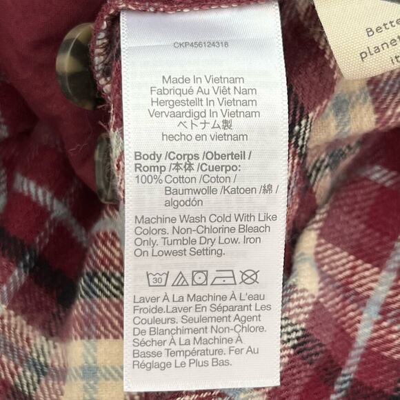Madewell Flannel Sunday Oversized Shirt Mahaska Plaid Red Gray 100% Cotton Large - Picture 13 of 13